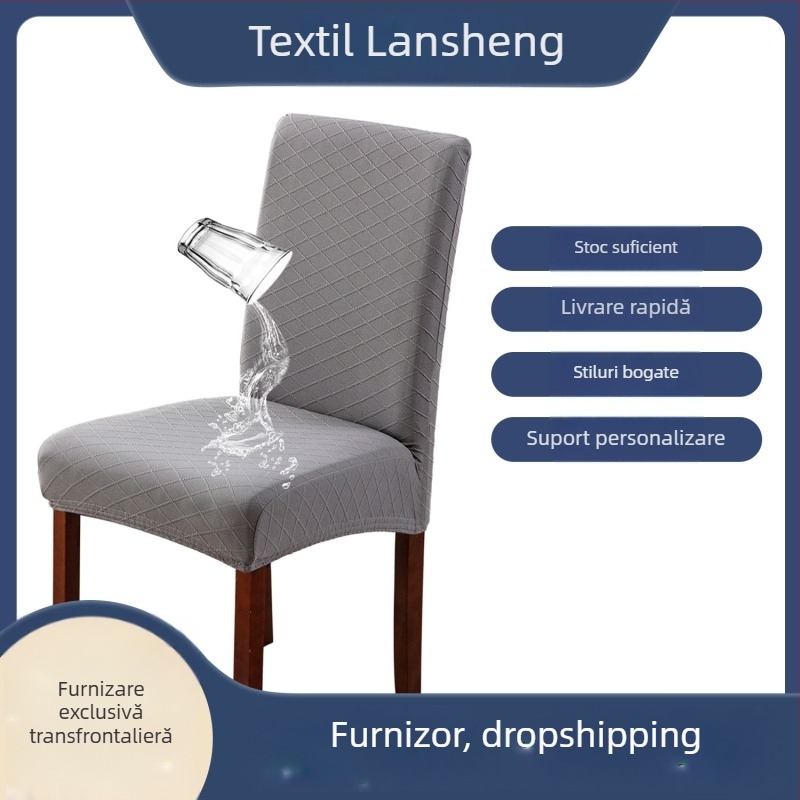 Husă pentru scaun din poliester, formă dreptunghiulară, stil lux ușor, model uni pătrat