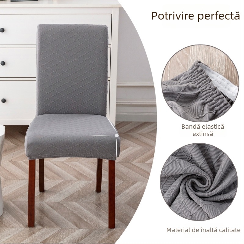 Husă pentru scaun din poliester, formă dreptunghiulară, stil lux ușor, model uni pătrat