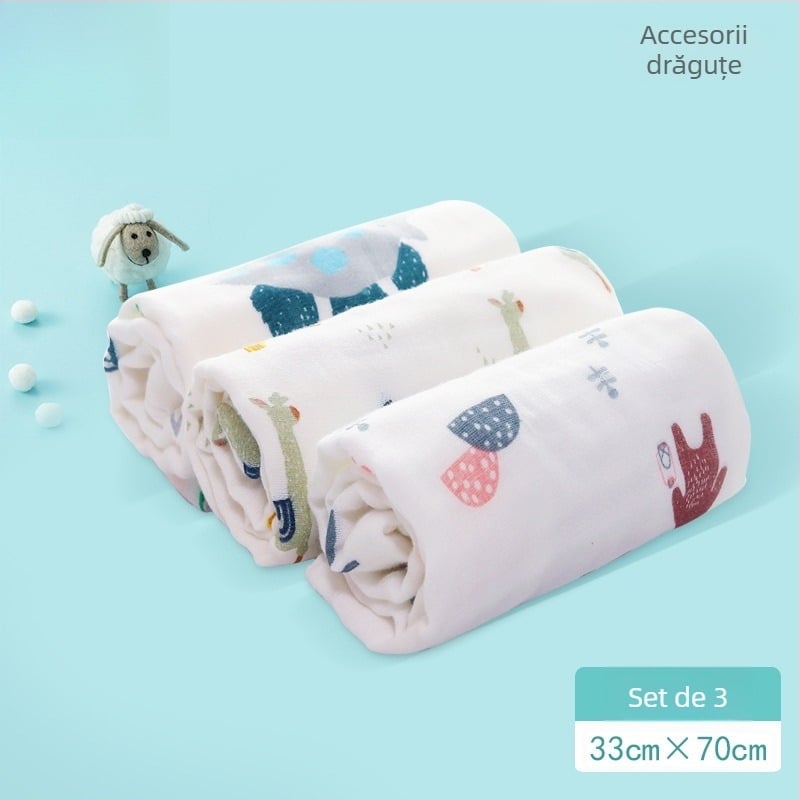 Prosop de baie pentru bebeluți din tifon, 100% bumbac, dreptunghiular, 70 g