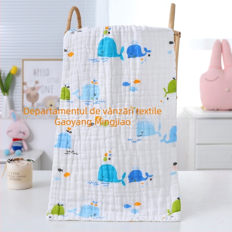 Prosop de baie din tifon, 6 straturi, 99% bumbac, fir simplu, imprimare logo disponibilă