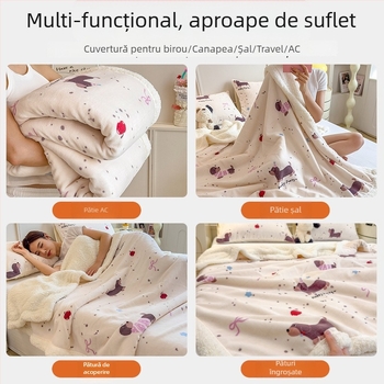 Pătură din fleece de miel, imprimeu desen animat, poliester, 300–500 g