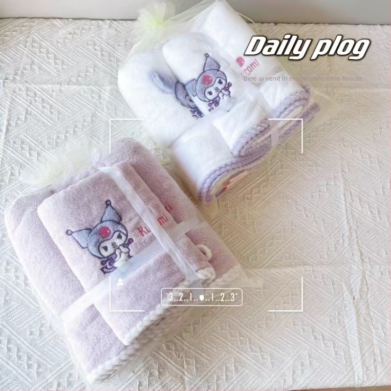 Soft tide Set prosoape baie din fleece coral, brodate, cusute, țesătură simplă, fire 80