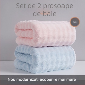 Set de 2 prosoape de baie din microfibră, Jacquard 150D, uscare rapidă, moi și catifelate, pentru baie sau plajă