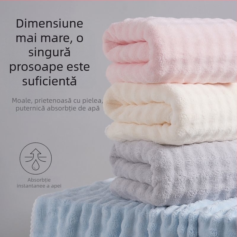 Set de 2 prosoape de baie din microfibră, Jacquard 150D, uscare rapidă, moi și catifelate, pentru baie sau plajă