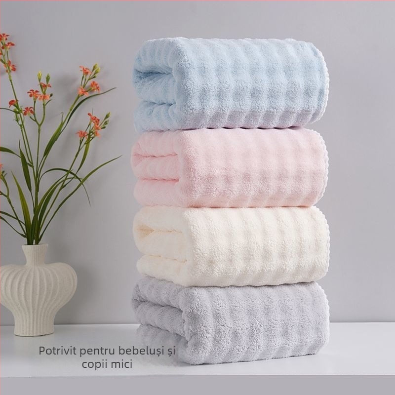 Set de 2 prosoape de baie din microfibră, Jacquard 150D, uscare rapidă, moi și catifelate, pentru baie sau plajă