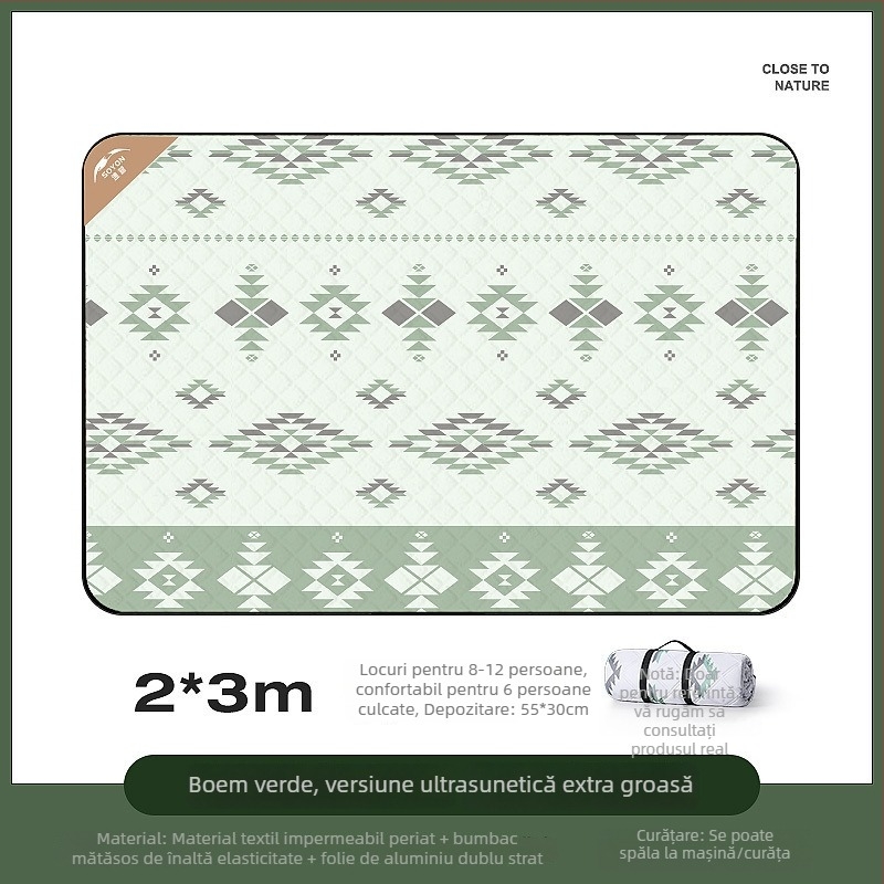 Pătură groasă pentru camping în exterior și covoraș de teren pliabil, impermeabil, pentru camping, plajă și picnic
