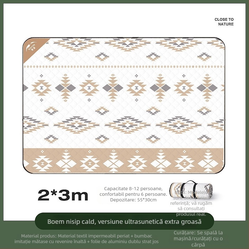 Pătură groasă pentru camping în exterior și covoraș de teren pliabil, impermeabil, pentru camping, plajă și picnic