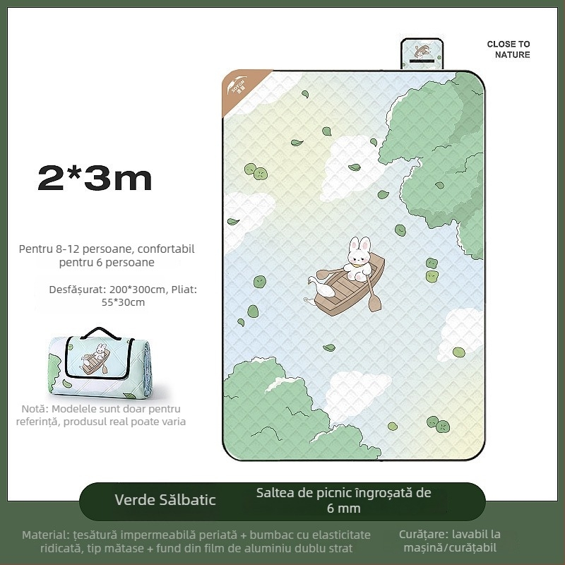 Pătură groasă pentru camping în exterior și covoraș de teren pliabil, impermeabil, pentru camping, plajă și picnic