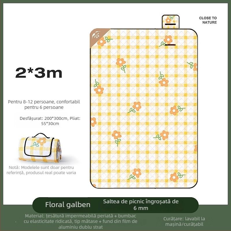 Pătură groasă pentru camping în exterior și covoraș de teren pliabil, impermeabil, pentru camping, plajă și picnic