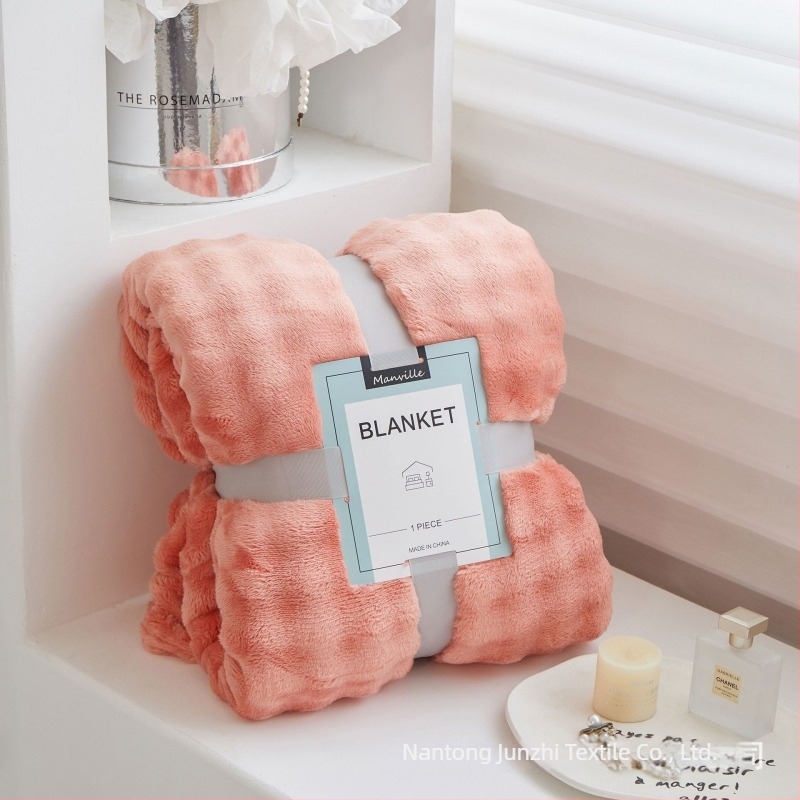 Cuvertură din velur coral, strat simplu, dublu, 100% poliester, greutate 300, pentru primăvară și toamnă