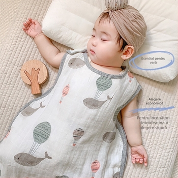 Sac de dormit pentru bebeluți, în stil vestă, din bambus-cotton gază, patru straturi, căptușeală lavabilă, pentru copii 0–6 ani, respirabil și care absoarbe umezeala