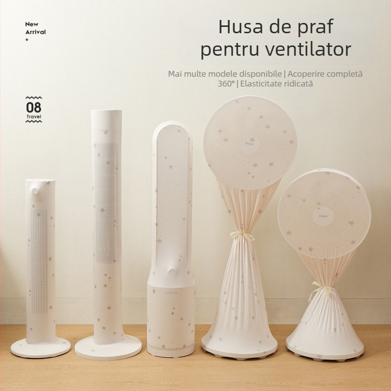 Acoperire universală pentru praf a ventilatorului turn — țesătură Milk Silk elastică, poliester-bumbac, protecție din plasă împotriva prafului