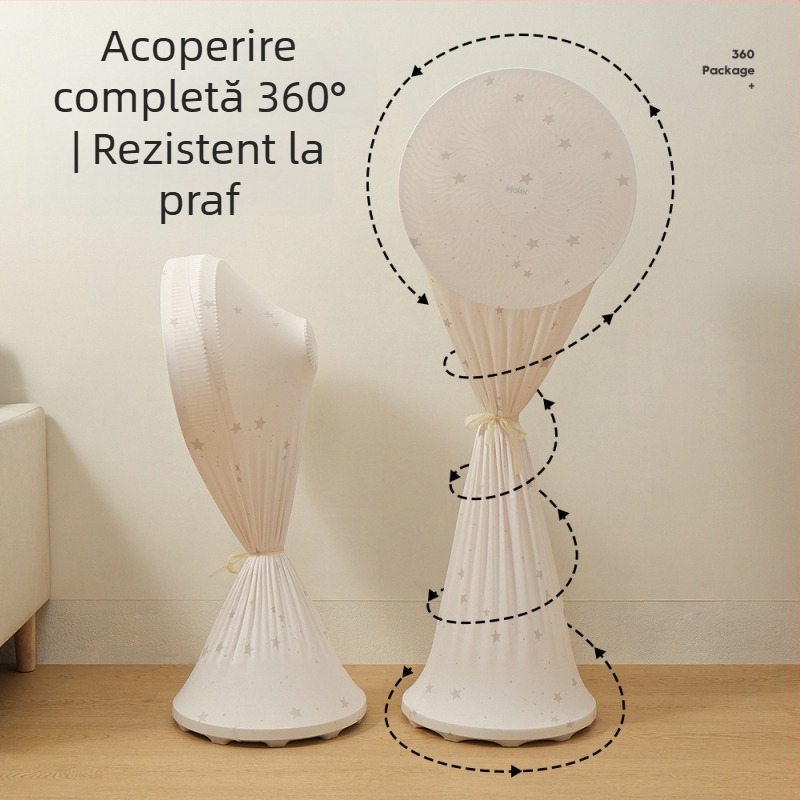 Acoperire universală pentru praf a ventilatorului turn — țesătură Milk Silk elastică, poliester-bumbac, protecție din plasă împotriva prafului