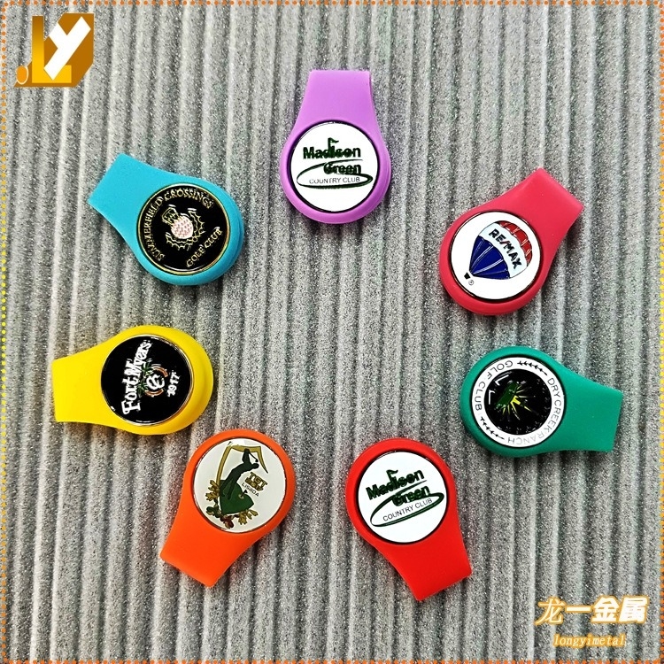 Clip de șapcă de golf din silicon cu marcator magnetic - Longyi, logo imprimat