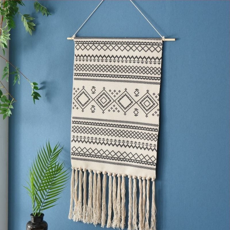 Tapiserie de perete din fir de bumbac, stil modern minimalist, țesut mecanic, formă dreptunghiulară, conținut de bumbac 41–50%, poliester ca material secundar