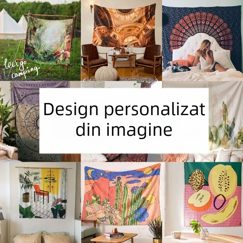 Tapiserie poliester personalizabilă - dreptunghi pentru perete cu imprimare prin transfer termic digital, model peisaj, pentru living și dormitor