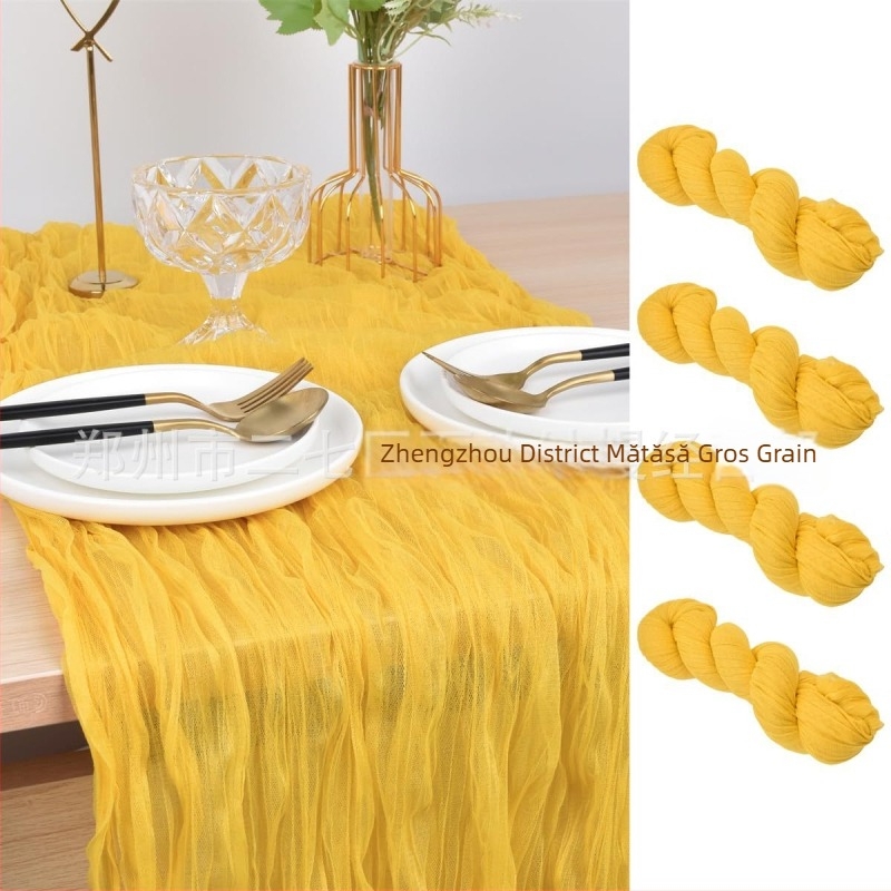 Fâșie de masă cu pliuri din plasă tull și Cheese Cloth, țesătură poliester