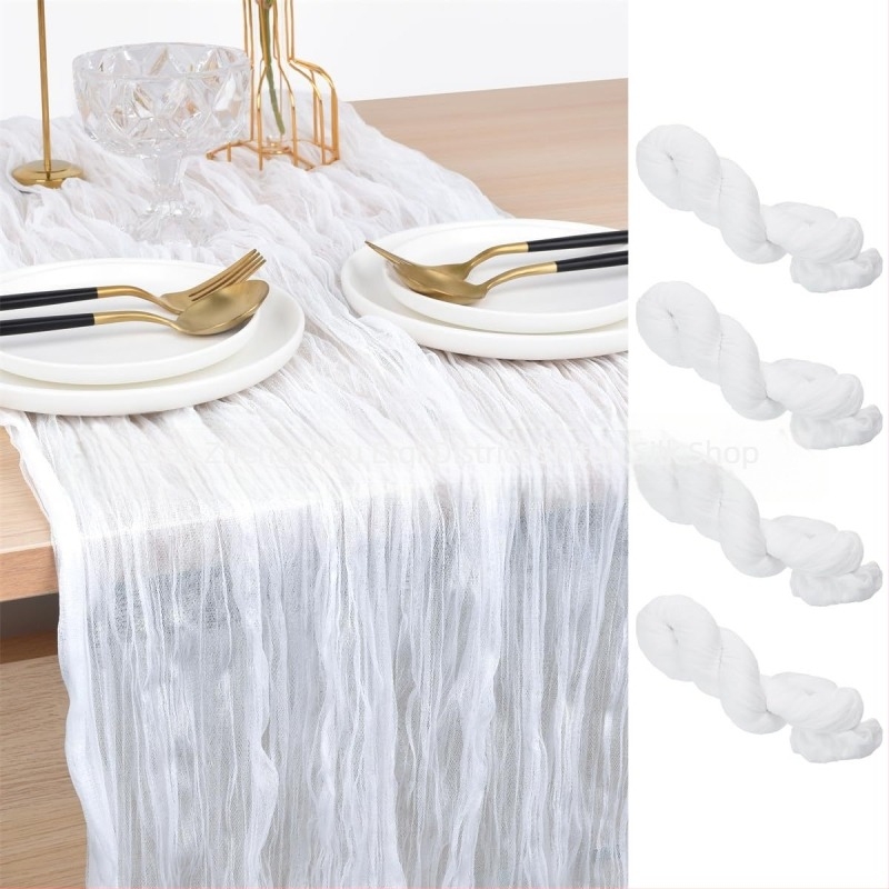 Fâșie de masă cu pliuri din plasă tull și Cheese Cloth, țesătură poliester