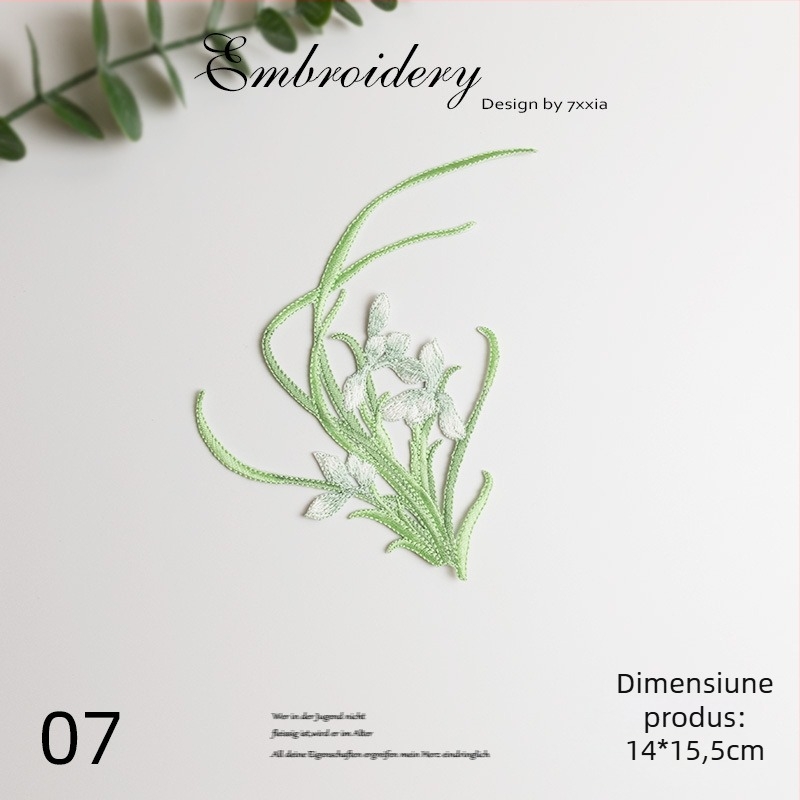 Aplicații brodate cu orhidee din rayon pentru proiecte DIY, accesorii textile în stil chinezesc pentru cap, îmbrăcăminte și decor