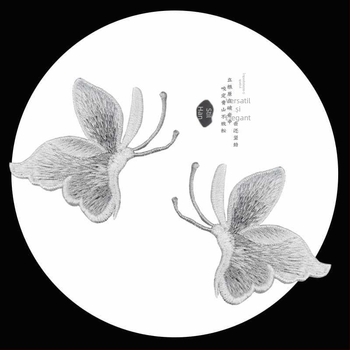 Patch brodat cu fluture pentru îmbrăcăminte, cusut manual, material rayon, brand Han Noble