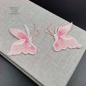 Patch brodat cu fluture pentru îmbrăcăminte, cusut manual, material rayon, brand Han Noble