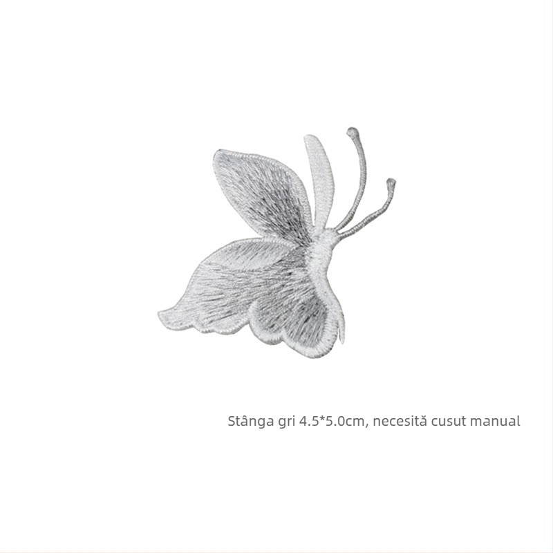 Patch brodat cu fluture pentru îmbrăcăminte, cusut manual, material rayon, brand Han Noble