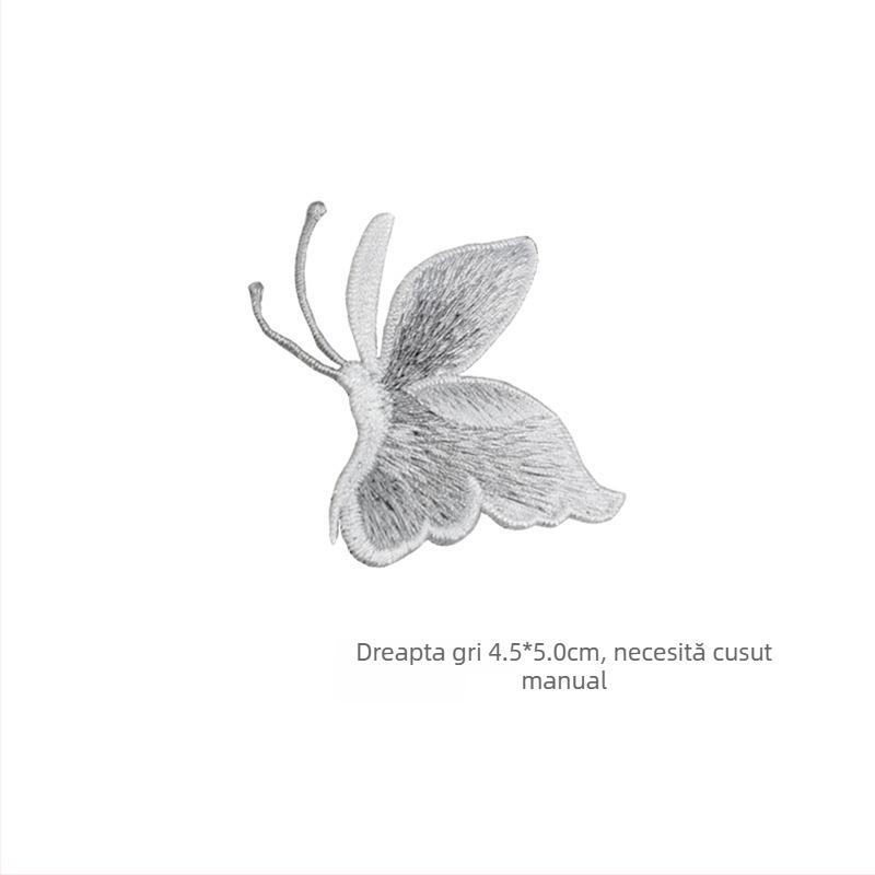 Patch brodat cu fluture pentru îmbrăcăminte, cusut manual, material rayon, brand Han Noble