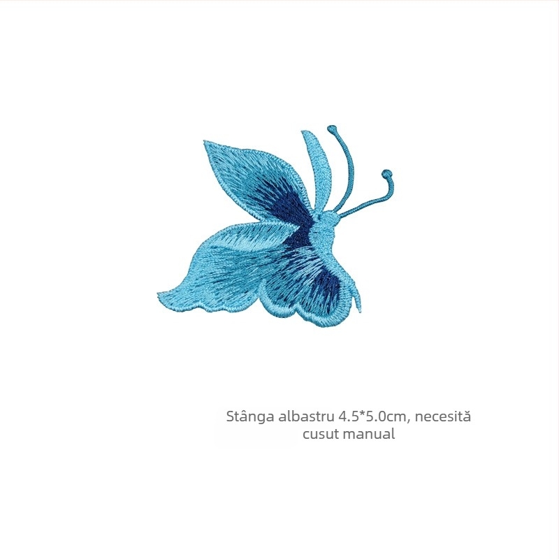 Patch brodat cu fluture pentru îmbrăcăminte, cusut manual, material rayon, brand Han Noble
