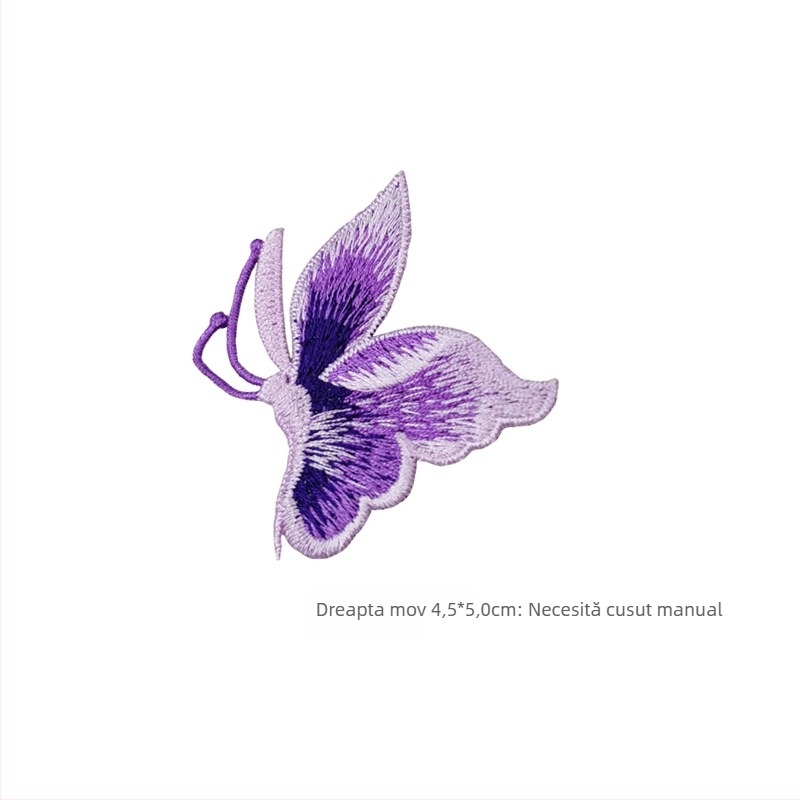 Patch brodat cu fluture pentru îmbrăcăminte, cusut manual, material rayon, brand Han Noble