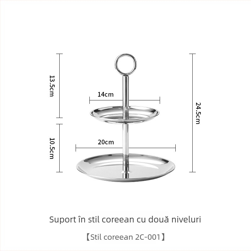 Suport din oțel inoxidabil pentru deserturi și fructe, cu două sau trei niveluri, Yuexiang YXCP02, stil Light Luxury Retro