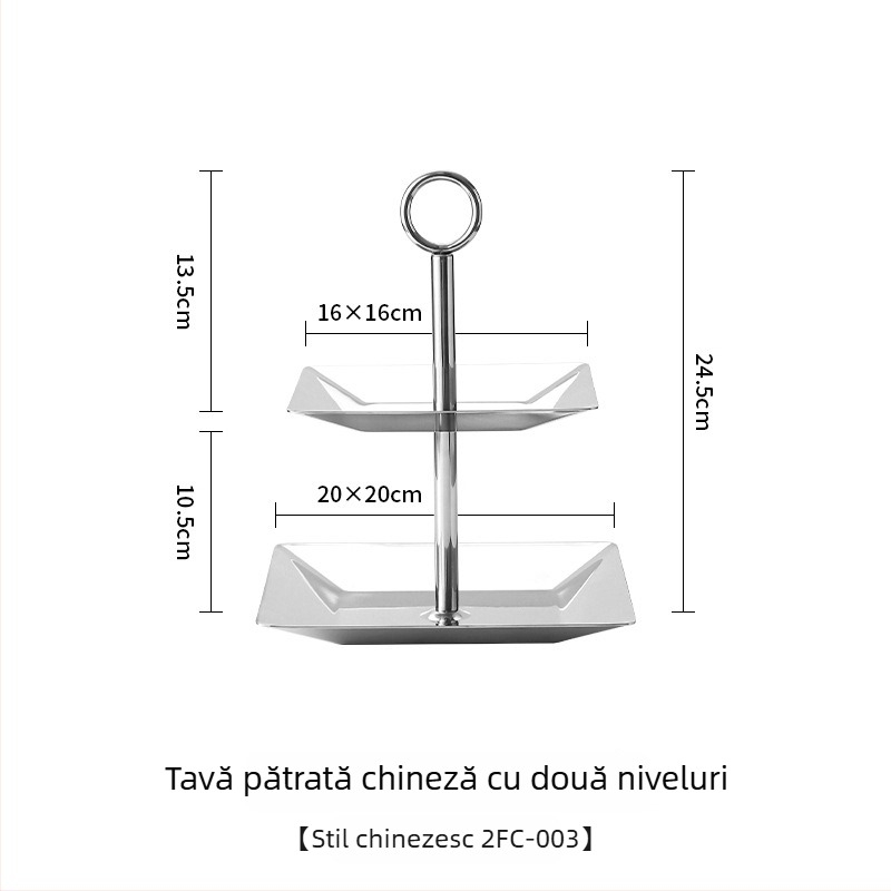 Suport din oțel inoxidabil pentru deserturi și fructe, cu două sau trei niveluri, Yuexiang YXCP02, stil Light Luxury Retro