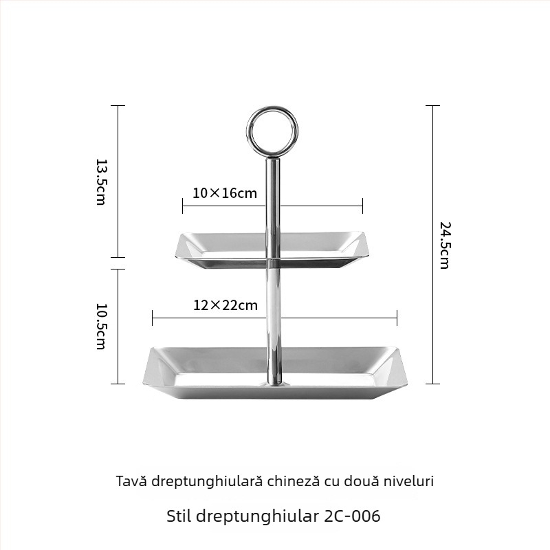 Suport din oțel inoxidabil pentru deserturi și fructe, cu două sau trei niveluri, Yuexiang YXCP02, stil Light Luxury Retro