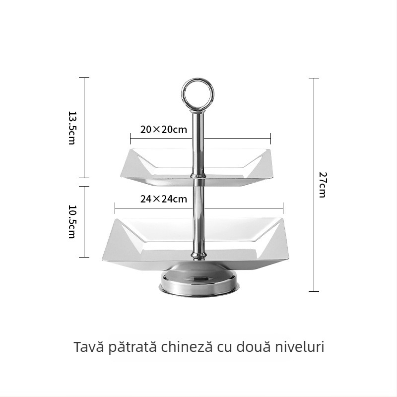 Suport din oțel inoxidabil pentru deserturi și fructe, cu două sau trei niveluri, Yuexiang YXCP02, stil Light Luxury Retro