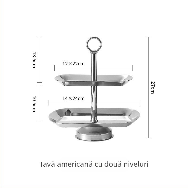 Suport din oțel inoxidabil pentru deserturi și fructe, cu două sau trei niveluri, Yuexiang YXCP02, stil Light Luxury Retro