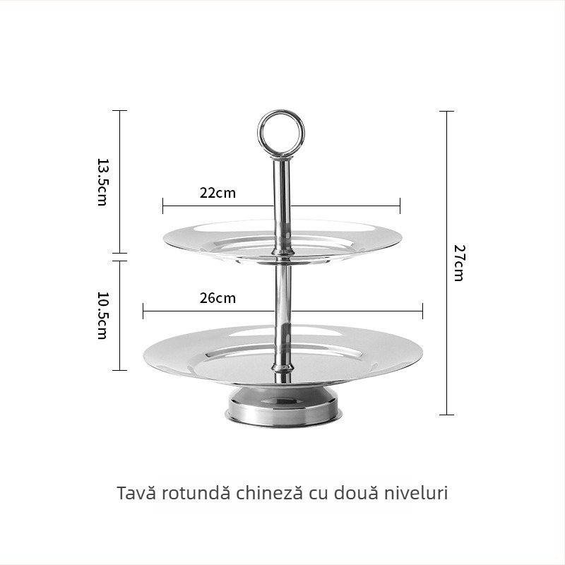 Suport din oțel inoxidabil pentru deserturi și fructe, cu două sau trei niveluri, Yuexiang YXCP02, stil Light Luxury Retro