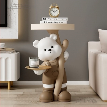 Figurină de urs din rășină - stand de podea, decor modern pentru casă, Yongbo, producție semi-artizanală, cadou de afaceri