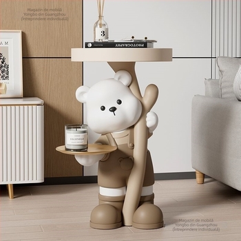 Figurină de urs din rășină - stand de podea, decor modern pentru casă, Yongbo, producție semi-artizanală, cadou de afaceri