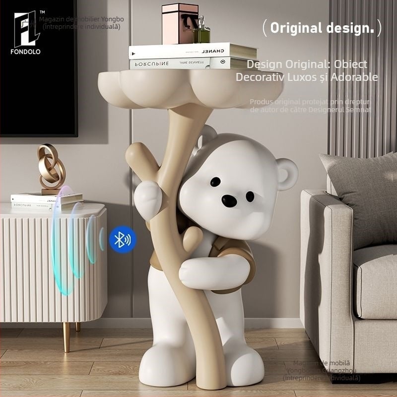 Figurină de urs din rășină - stand de podea, decor modern pentru casă, Yongbo, producție semi-artizanală, cadou de afaceri