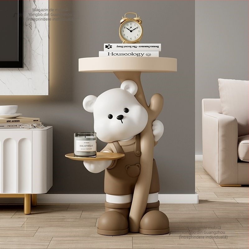 Figurină de urs din rășină - stand de podea, decor modern pentru casă, Yongbo, producție semi-artizanală, cadou de afaceri