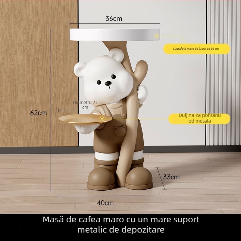 Figurină de urs din rășină - stand de podea, decor modern pentru casă, Yongbo, producție semi-artizanală, cadou de afaceri