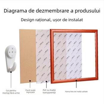 Cadruri pentru fotografii, 4 bucăți, pătrate, din lemn masiv și lemn compozit, pentru pictură chineză și caligrafie