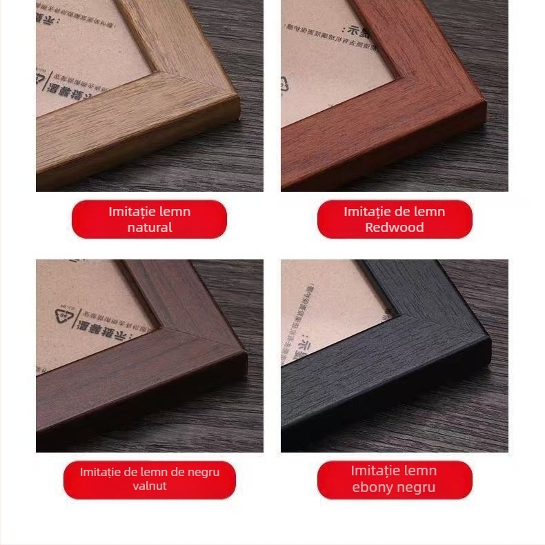 Cadruri pentru fotografii, 4 bucăți, pătrate, din lemn masiv și lemn compozit, pentru pictură chineză și caligrafie