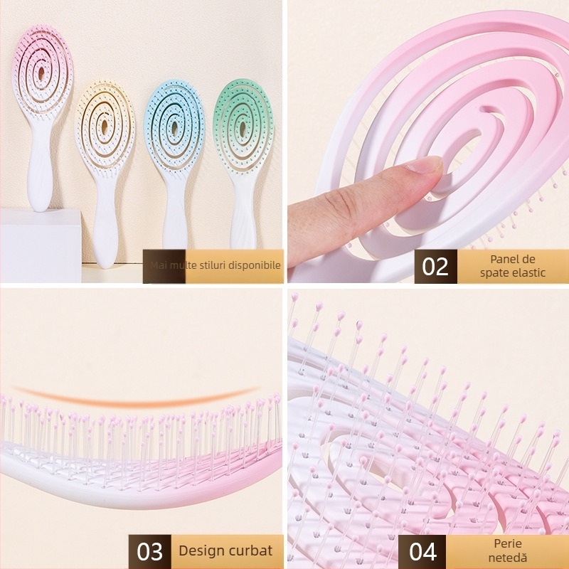 Pieptene de păr mare, curbat – ABS, masaj și curățare, design curbat gol