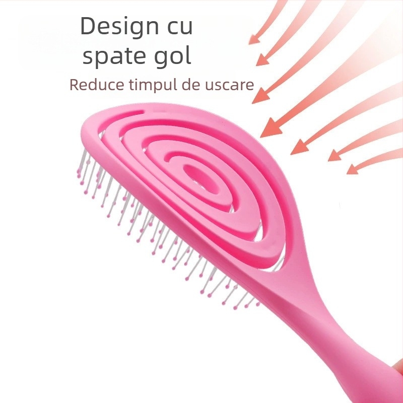 Pieptene de păr mare, curbat – ABS, masaj și curățare, design curbat gol