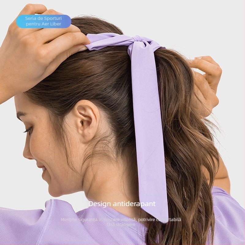 Bandă sport pentru cap, absorbție umiditate și răcire, material Spandex/Lycra, model feminin, reglabilă cu fundă