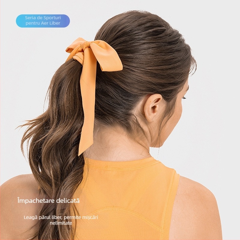 Bandă sport pentru cap, absorbție umiditate și răcire, material Spandex/Lycra, model feminin, reglabilă cu fundă
