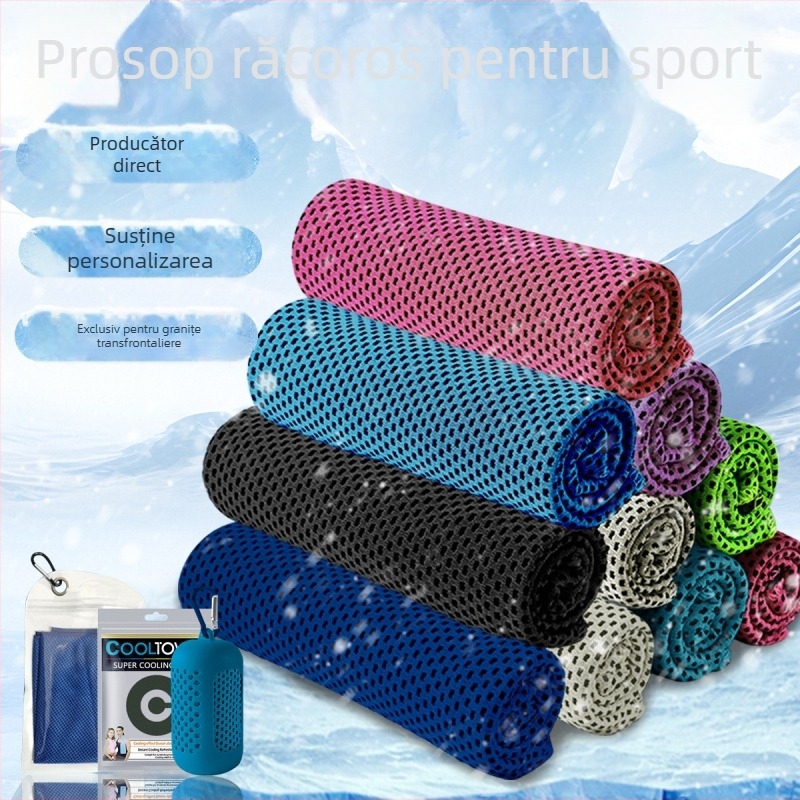 Prosop sport din poliester cu răcire pentru antrenamente în aer liber, absorbție rapidă a transpirației, uscare rapidă, 40 g, personalizare cu logo