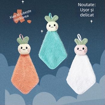 Prosop de mână atârnat din fleece coral, 16 fire, 80–100 g, tivare