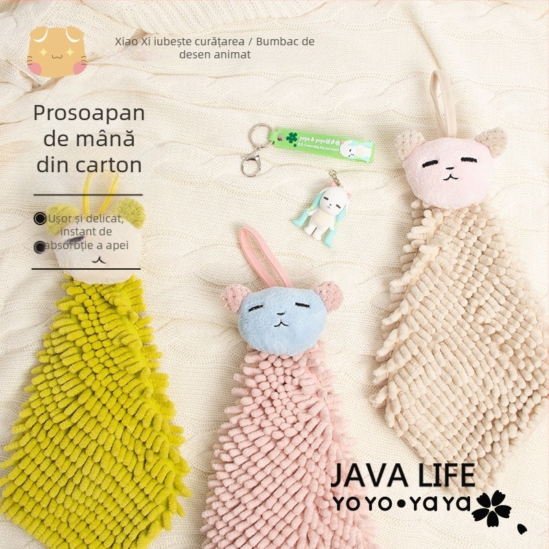 Prosop de mână atârnat din fleece coral, 16 fire, 80–100 g, tivare