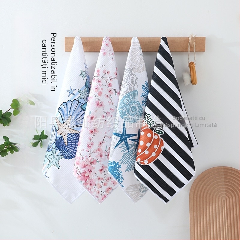 Prosop de bucătărie imprimat – microfibră, 300gsm, absorbție 5–10 s, țesătură simplă